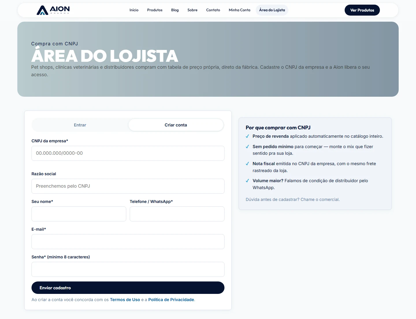 B2B area: sign-up with company ID
